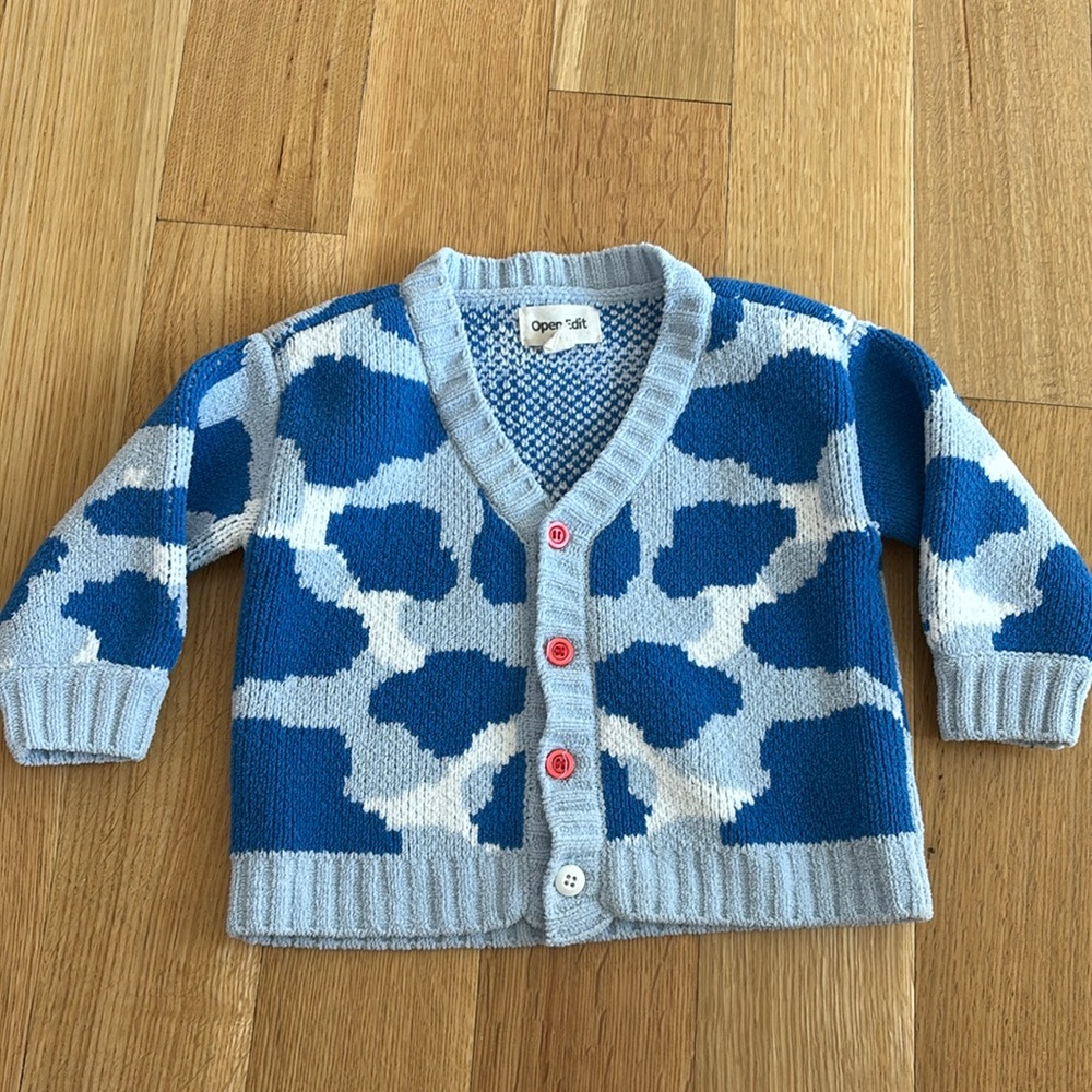 Open edit cozy blue cardigan